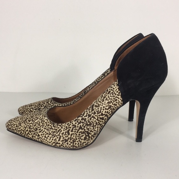 🛑🛑 SOLD!! Madewell Black Leopard Calf Hair Heels - Picture 5 of 8